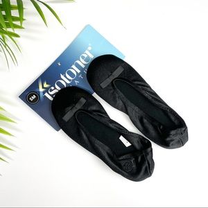 NEW ISOTONER Black Satin Ballerina Slipper 5-6